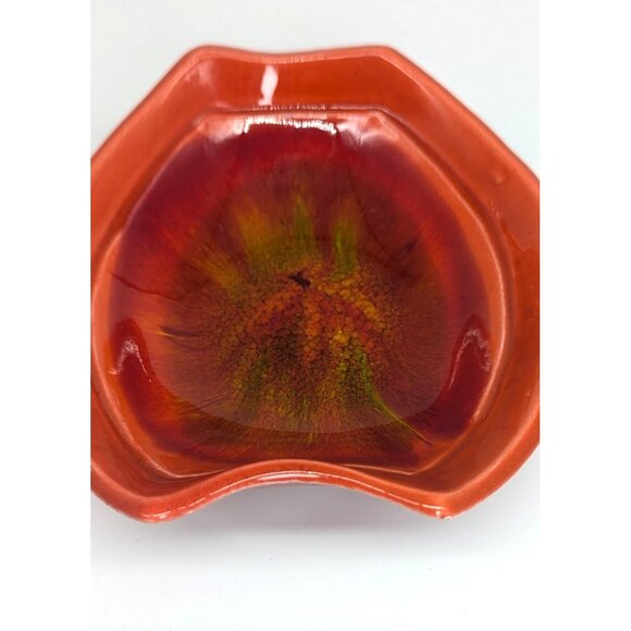 Vintage Ceramic Red 0range Glaze Dish California USA Pottery - Picture 12 of 16